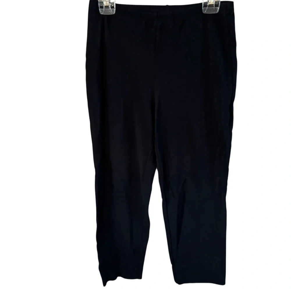 Chico's Ankle Pants Sz 1 (Med) Black Stretchy Elastic Waist Vintage Classic